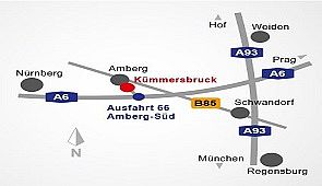Das Bild zeigt eine Karte von Kümmersbruck und Umgebung